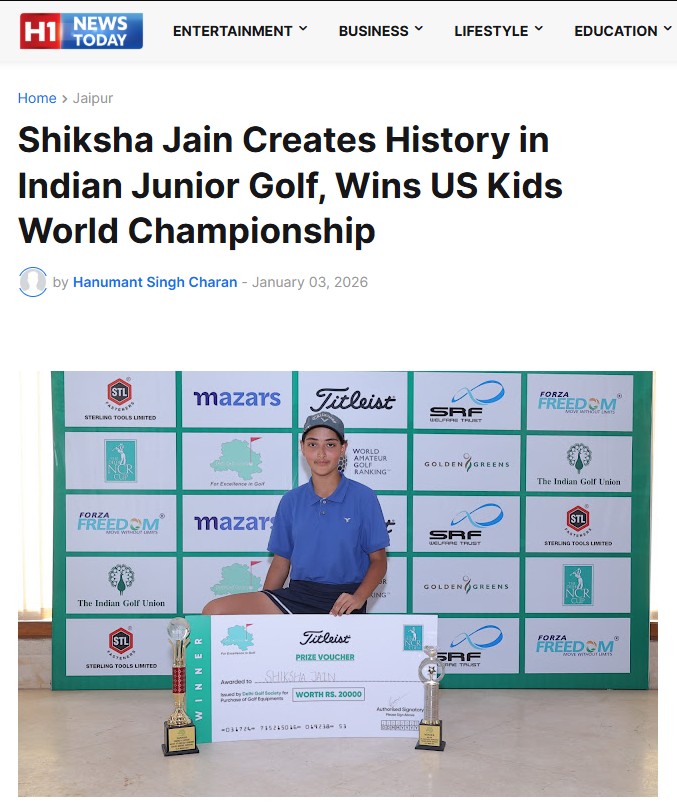 Golfer Shiksha Jain with trophy after US Kids World Championship win