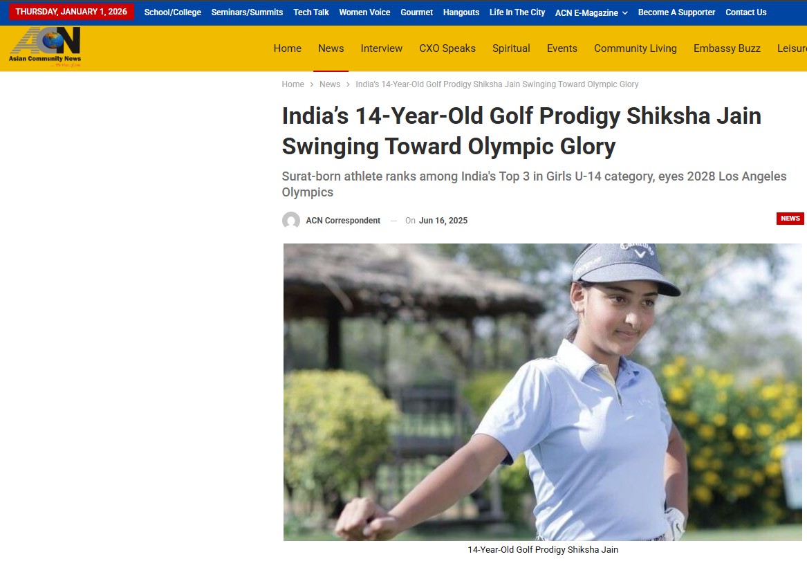 Golfer Shiksha Jain, 14-year-old Indian junior golf prodigy